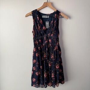 Abercrombie & Fitch Women's Chiffon Navy Floral Mini Dress Size X-Small NWT